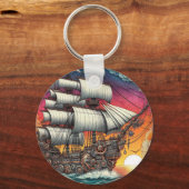 STEAMPUNK ZEILSCHIP SUNSET SLEUTELHANGER (Voorkant)