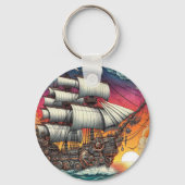 STEAMPUNK ZEILSCHIP SUNSET SLEUTELHANGER (Achterkant)