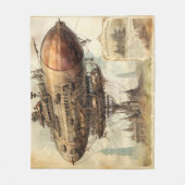 Steampunk Zeppelin (10) Fleece Deken (Voorkant)