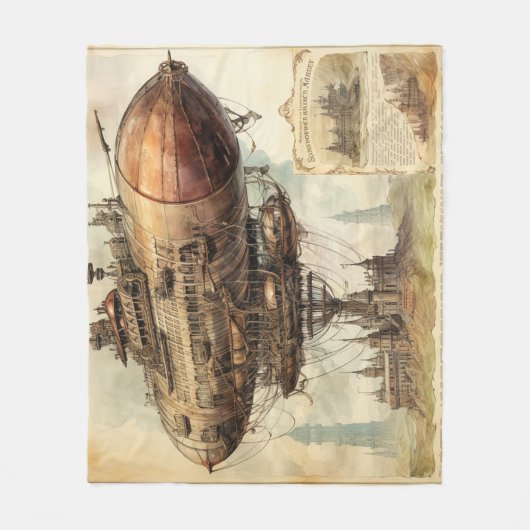  Steampunk Zeppelin (10) Fleece Deken (Voorkant)
