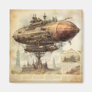  Steampunk Zeppelin (10) Magneet