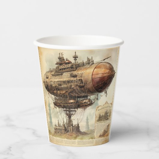 Steampunk Zeppelin (10) Papieren Bekers (Voorkant)