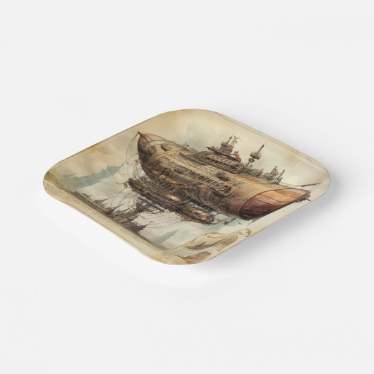  Steampunk Zeppelin (10) Papieren Bordje (Gebogen)