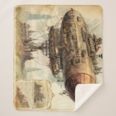 Steampunk Zeppelin (10) Sherpa Deken (Voorkant)
