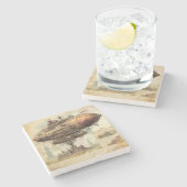  Steampunk Zeppelin (10) Stenen Onderzetter (Zijkant)