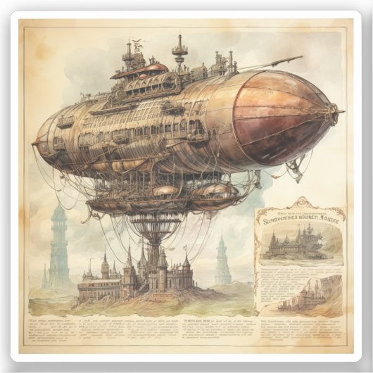  Steampunk Zeppelin (10) Sticker (Voorkant)