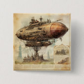 Steampunk Zeppelin (10) Vierkante Button 5,1 Cm (Voorkant)
