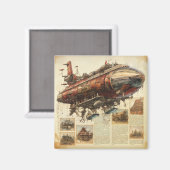 Steampunk Zeppelin (11) Magneet (Voorkant / Achterkant)