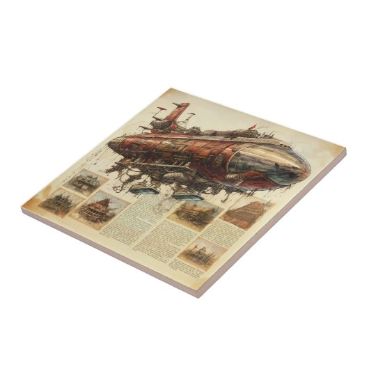 Steampunk Zeppelin (11) Tegeltje (Zijkant)