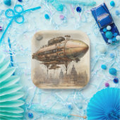 Steampunk Zeppelin (12) Papieren Bordje (Feest)