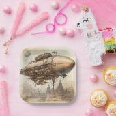 Steampunk Zeppelin (12) Papieren Bordje (Feest)