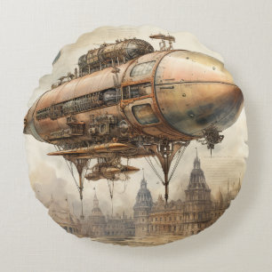 Steampunk Zeppelin (12) Tissue Paper Rond Kussen