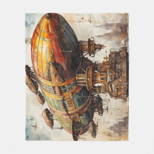 Steampunk Zeppelin (1) Fleece Deken (Voorkant)