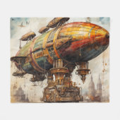 Steampunk Zeppelin (1) Fleece Deken (Voorkant (Horizontaal))