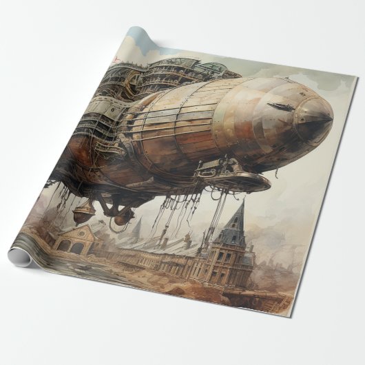 Steampunk Zeppelin (2) Cadeaupapier (Uitgerold)