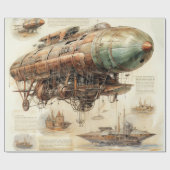  Steampunk Zeppelin (4) Cadeaupapier (Vlak)