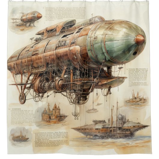 Steampunk Zeppelin (4) Douchegordijn (Voorkant)