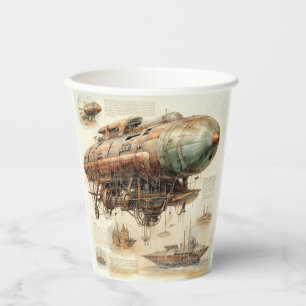 Steampunk Zeppelin (4) Papieren Bekers