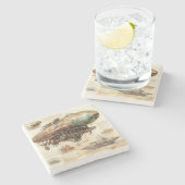  Steampunk Zeppelin (4) Stenen Onderzetter (Zijkant)