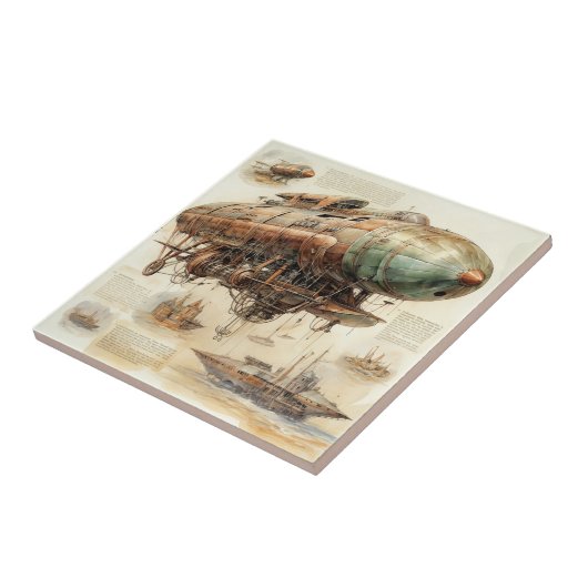  Steampunk Zeppelin (4) Tegeltje (Zijkant)