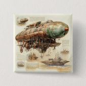 Steampunk Zeppelin (4) Vierkante Button 5,1 Cm (Voorkant)