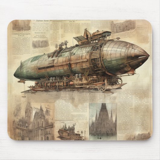 Steampunk Zeppelin (5) Muismat (Voorkant)
