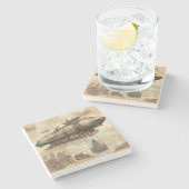  Steampunk Zeppelin (5) Stenen Onderzetter (Zijkant)