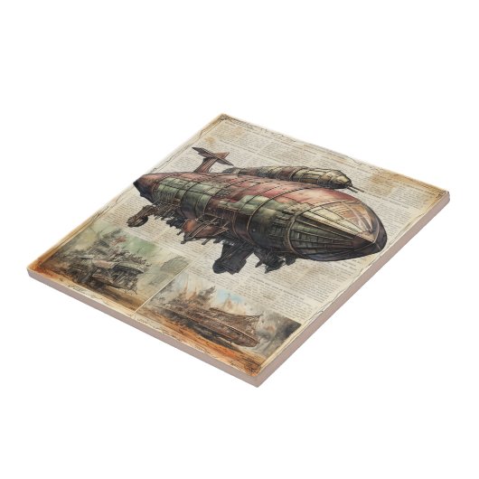  Steampunk Zeppelin (6) Tegeltje (Zijkant)
