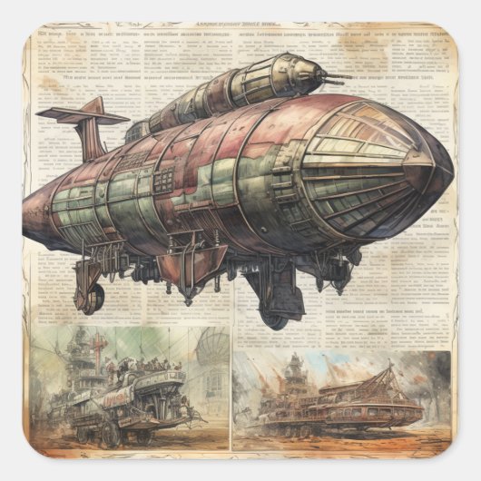 Steampunk Zeppelin (6) Vierkante Sticker (Voorkant)