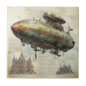 Steampunk Zeppelin (7) Tegeltje (Voorkant)