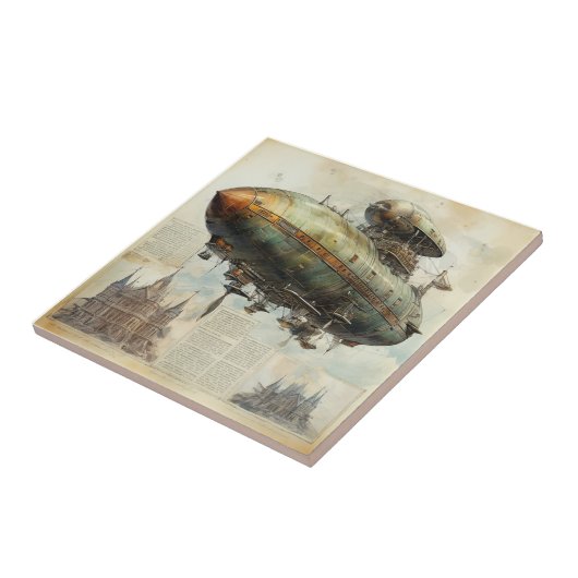 Steampunk Zeppelin (7) Tegeltje (Zijkant)