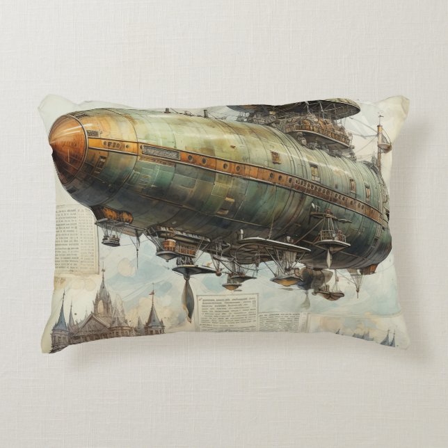  Steampunk Zeppelin (7) Tissue Paper Accent Kussen (Voorkant)
