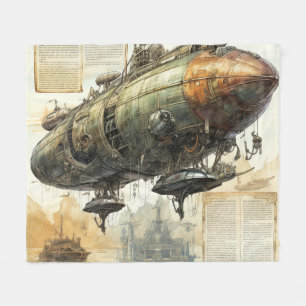 Steampunk Zeppelin (8) Fleece Deken
