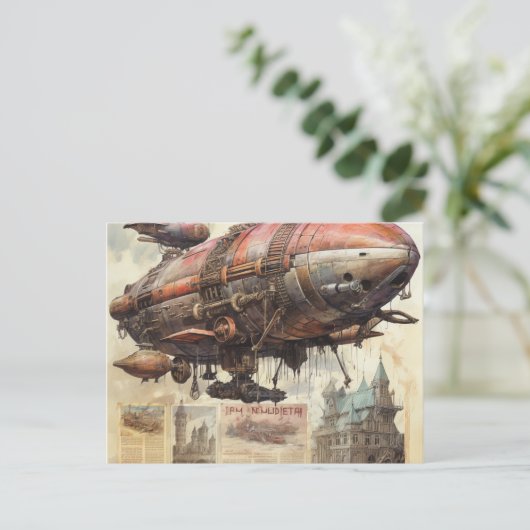 Steampunk Zeppelin (9) Briefkaart (Staand voorkant)
