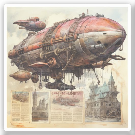  Steampunk Zeppelin (9) Sticker (Voorkant)