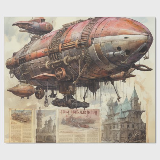 Steampunk Zeppelin (9) Tissue Paper Cadeaupapier (Vlak)