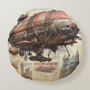  Steampunk Zeppelin (9) Tissue Paper Rond Kussen