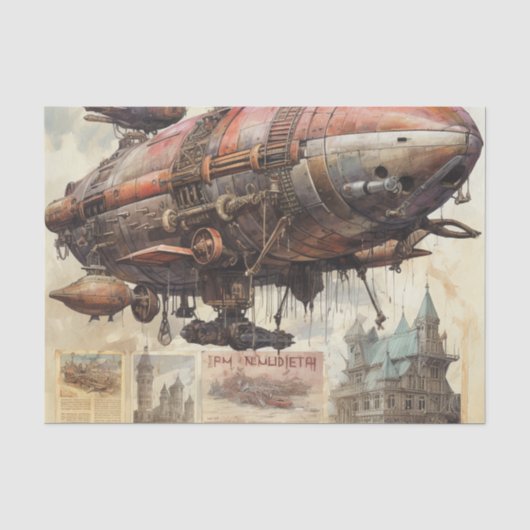 Steampunk Zeppelin (9) Tissue Paper Tissuepapier (Voorkant)