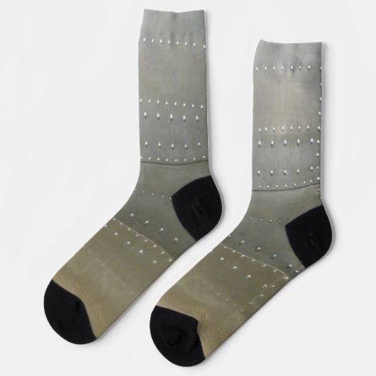 Steampunk zilver metaal met klinknagels sokken (Links)