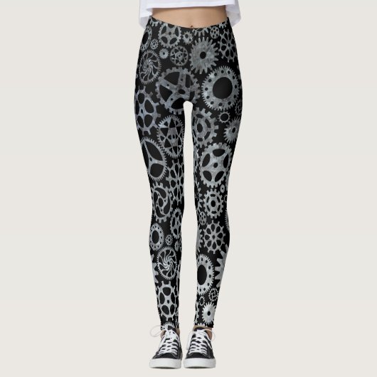 Steampunk Zilver Zink Brons Leggings (Voorkant)
