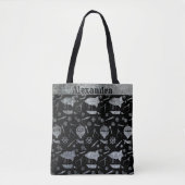 Steampunk Zilver Zink Luchtships Aangepaste Naam Tote Bag (Voorkant)