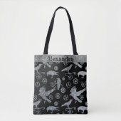 Steampunk Zilver Zink Tandwielen en Kraaien Custom Tote Bag (Voorkant)