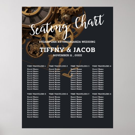 Steampunk  Zitkaart Bruiloft Poster (Voorkant)