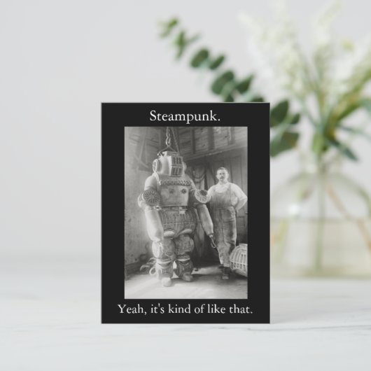 Steampunk. Zo is het. v2 Briefkaart (Staand voorkant)