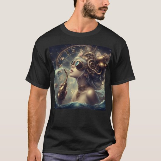 Steampunk Zodiac Aquarius T-shirt (Voorkant)