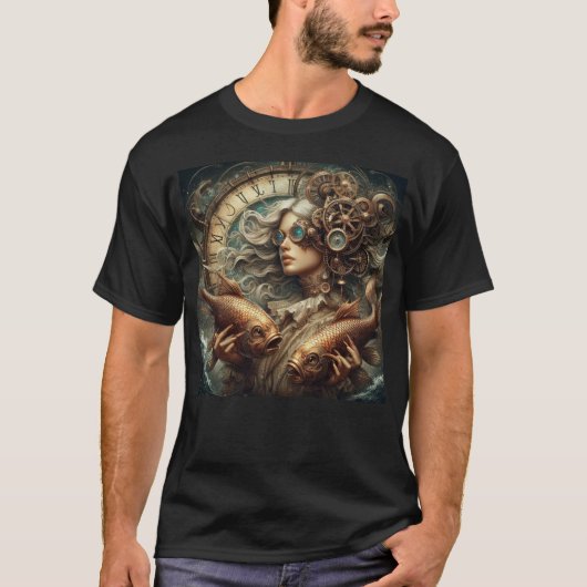 Steampunk Zodiac Vissen T-shirt (Voorkant)