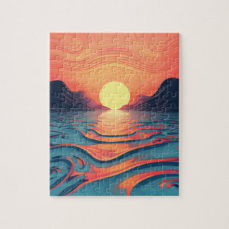 Steampunk zonsondergang legpuzzel