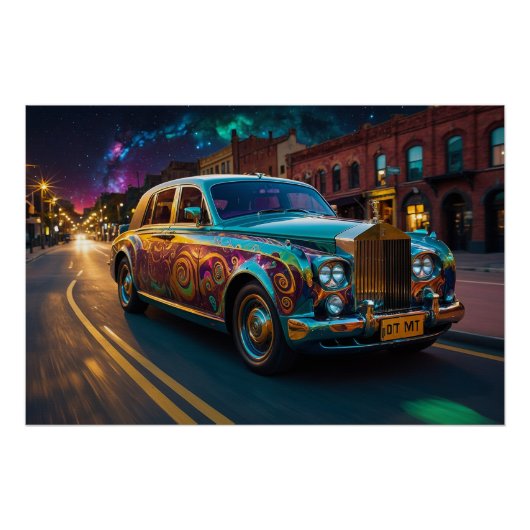 Steampunk zwaartekracht motor klassieke auto perfect poster (Voorkant)