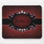 Steampunk zwart en rood gotisch monogram muismat (Voorkant)