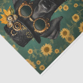 Steampunk Zwarte Hond + Zonnebloem AK8 Decoupage Tissuepapier (Detail)